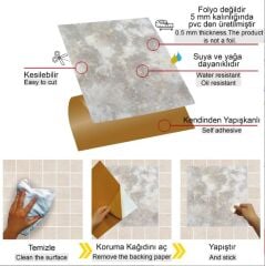 FAYANS ÜSTÜ PVC KAPLAMA 30 X 30  GRİ MERMER DESENLİ - 820