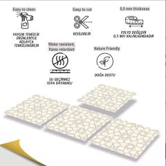 FAYANS ÜSTÜ PVC KAPLAMA 30 X 30  GÜMÜŞ SELÇUKLU YILDIZI DESENLİ - 822