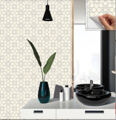 FAYANS ÜSTÜ PVC KAPLAMA 30 X 30  GÜMÜŞ SELÇUKLU YILDIZI DESENLİ - 822