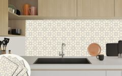 FAYANS ÜSTÜ PVC KAPLAMA 30 X 30  GÜMÜŞ SELÇUKLU YILDIZI DESENLİ - 822
