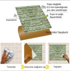 FAYANS ÜSTÜ PVC KAPLAMA 30 X 30  KAHVERENGİ TAŞ DESENLİ - 823