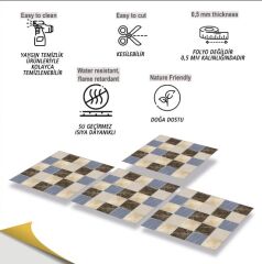 FAYANS ÜSTÜ PVC KAPLAMA 30 X 30  KARO MERMER DESENLİ - 824