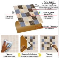 FAYANS ÜSTÜ PVC KAPLAMA 30 X 30  KARO MERMER DESENLİ - 824