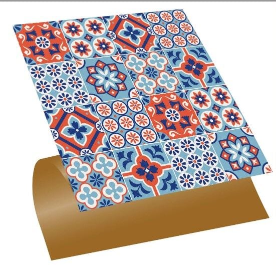 FAYANS ÜSTÜ PVC KAPLAMA 30 X 30  KONTRAST 4 LÜ KARO DESENLİ - 825