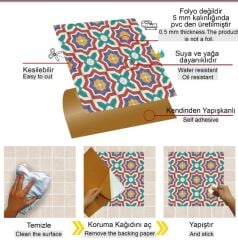 FAYANS ÜSTÜ PVC KAPLAMA 30 X 30  KONTRAST YILDIZ DESENLİ - 826