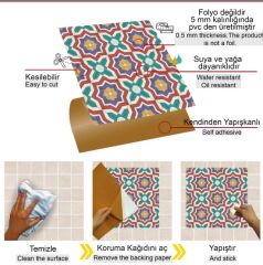 FAYANS ÜSTÜ PVC KAPLAMA 30 X 30  KONTRAST YILDIZ DESENLİ - 826