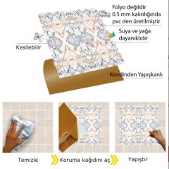 FAYANS ÜSTÜ PVC KAPLAMA 30 X 30  MERMER 005 DESENLİ - 831